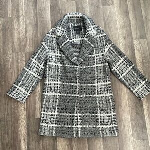 CHRISTIAN SIRIANO New York Grey Black White checkered wool Coat Pea coat